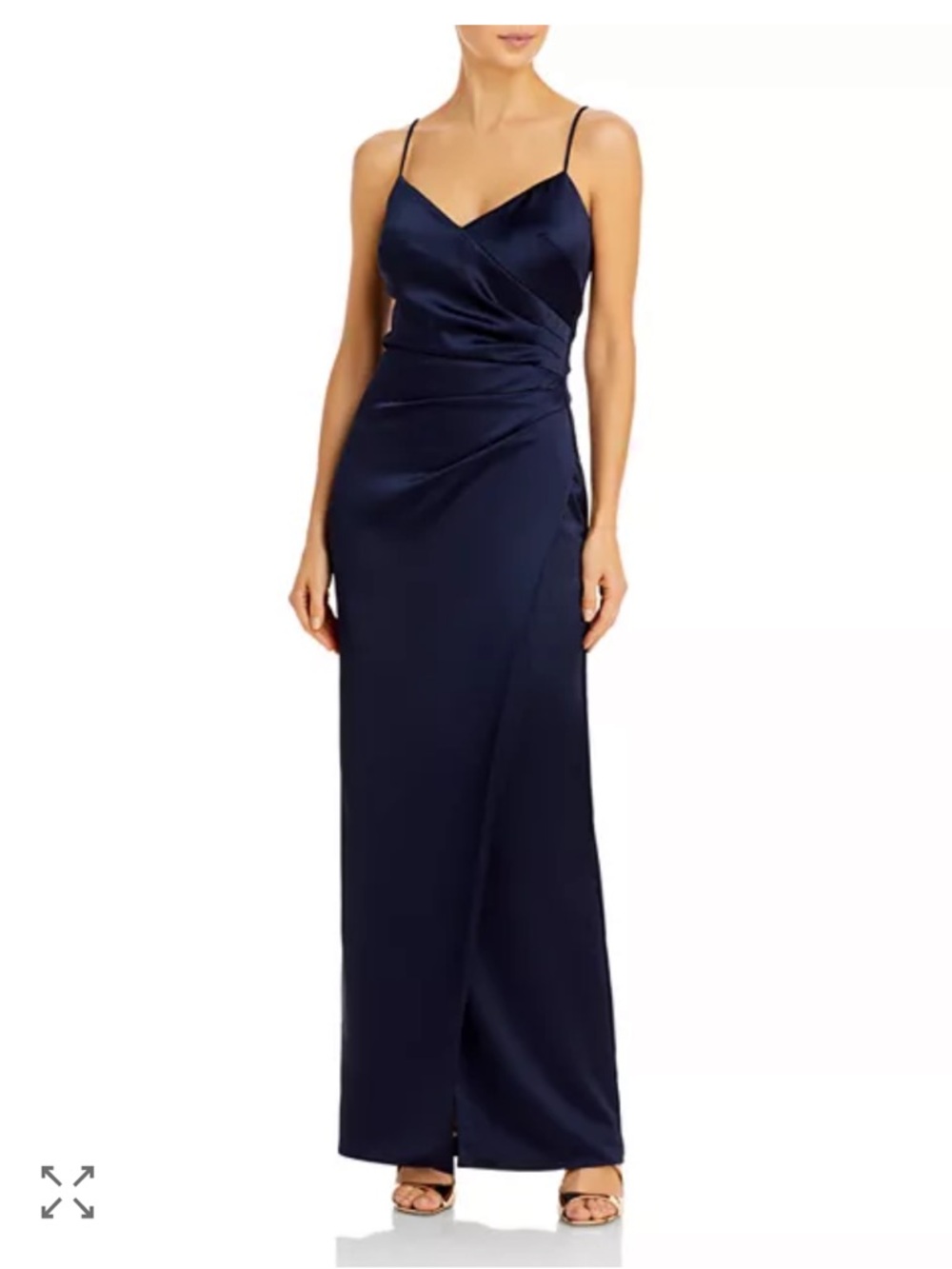 Aqua - satin navy ruched gown